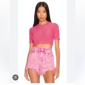 AFRM isla mesh crop top in azealea pink